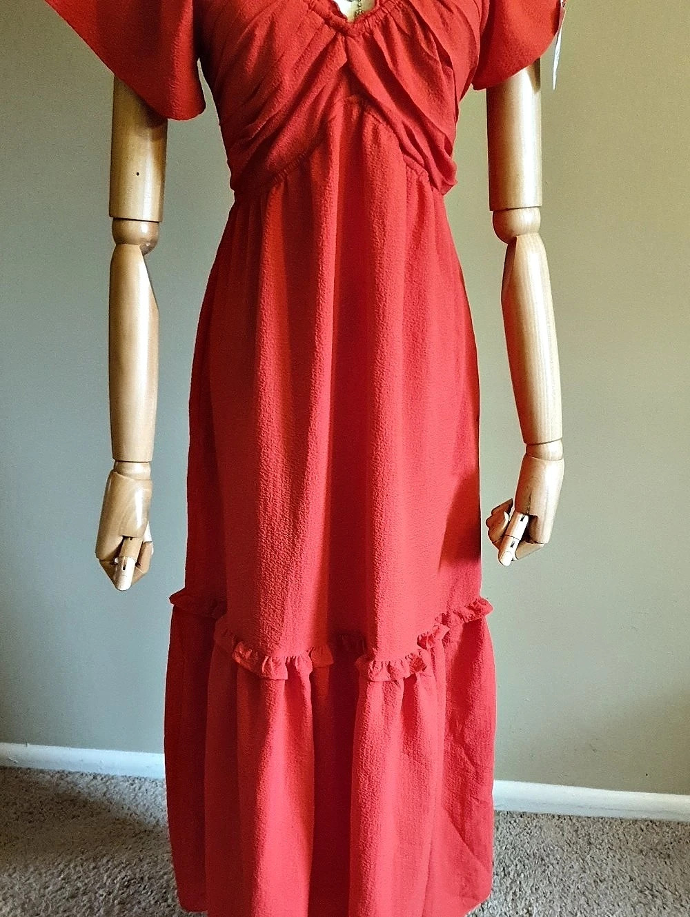 Red Ruffle Maxi Dress NWT - Picture 4 of 8